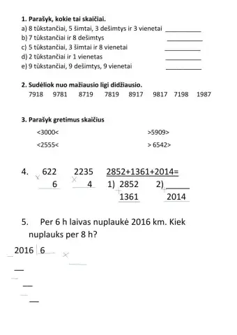 Skaičiai iki 10000.