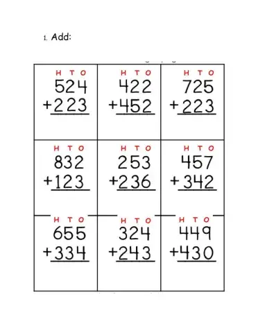 Addition without regrouping with 3 digits.