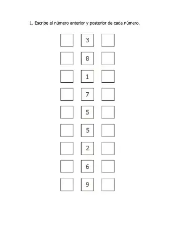 Numero anterior y posterior 1-10