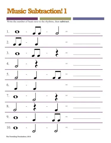 Musical Math - Subtraction 1