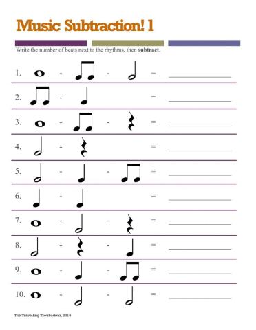 Musical Math - Subtraction 1