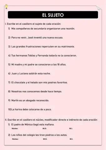 El Sujeto, núcleo y modificadores