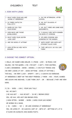 Children 3 test grammar and vocabulary lesson 29