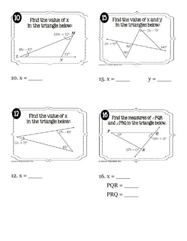 Exterior Angles of Triangles with Algebra
