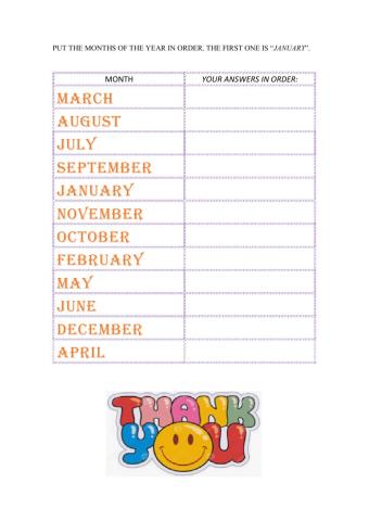 The months of the year