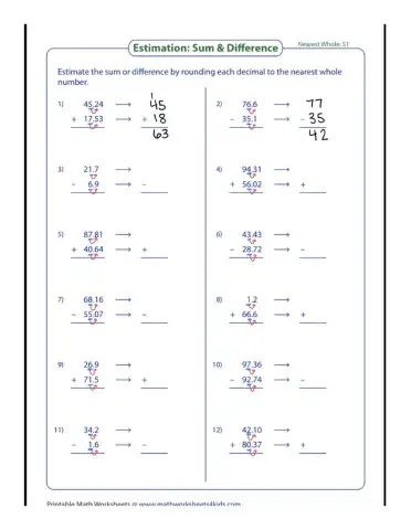 Grade 5 Worksheet 2-2