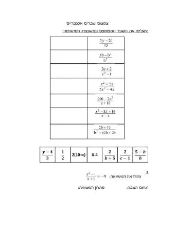 צמצום שברים אלגברים-ב