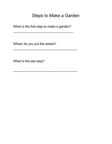 Steps to make a Garden questions
