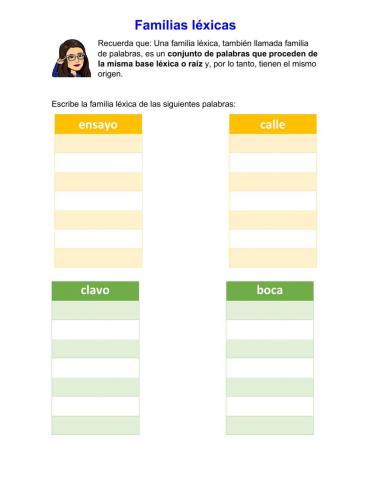 Familias léxicas