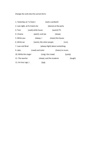 Past progresive exercise