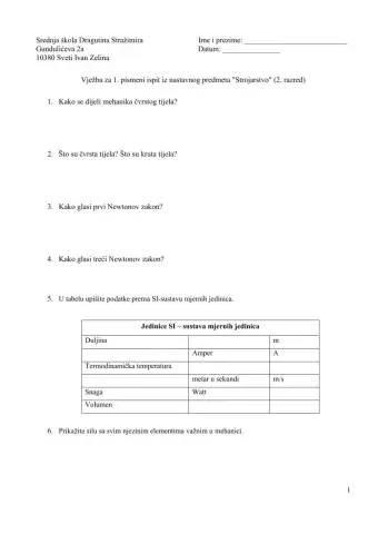 Vježba i ponavljanje za 1. pismeni ispit