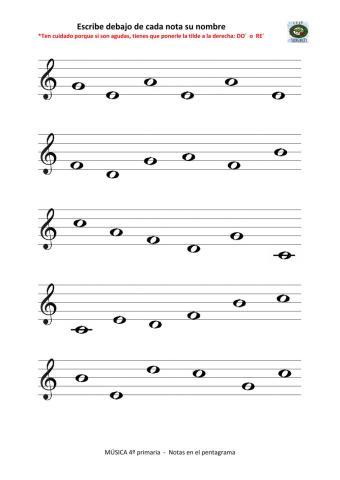 Pon nombre a las notas musicales