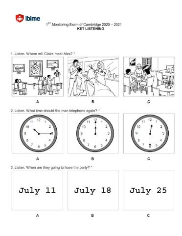 KET 2020 FORMAT - 1st Listening Monitoring Cambridge Exam