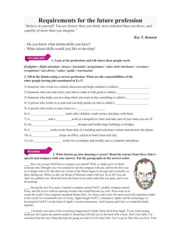 Requirements for the future profession