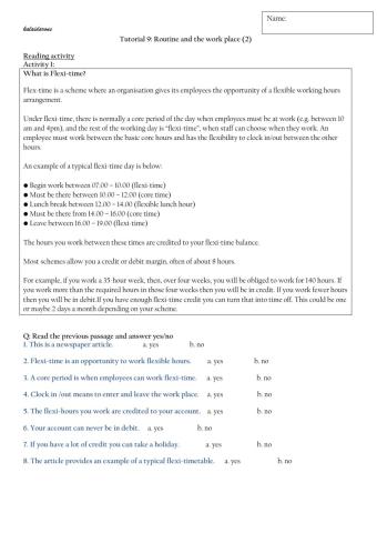 T9: Routine and wok places 2