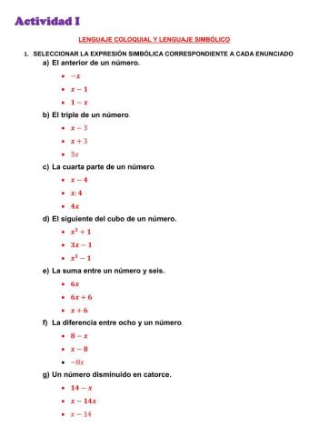 Lenguaje coloquial y lenguaje simbólico