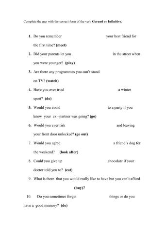 Gerunds and Infinitives