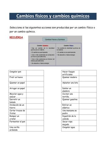Cambios físicos y cambios químicos