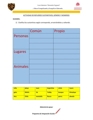 Sustantivos común propios