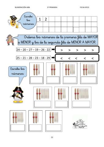 Numeración abn 1º primaria ficha 23