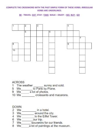 Past Simple Crossword