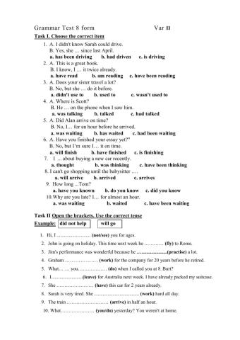 Grammar test 8 form