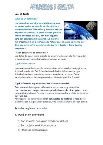 Cometas y asteriodes