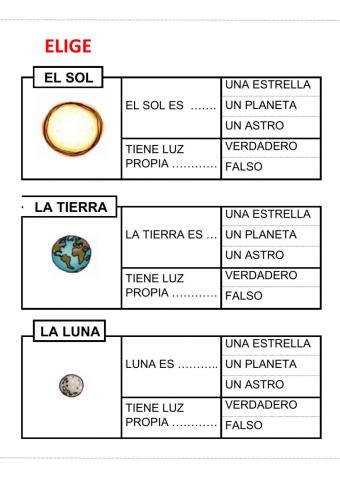 El sol, la luna y la tierra