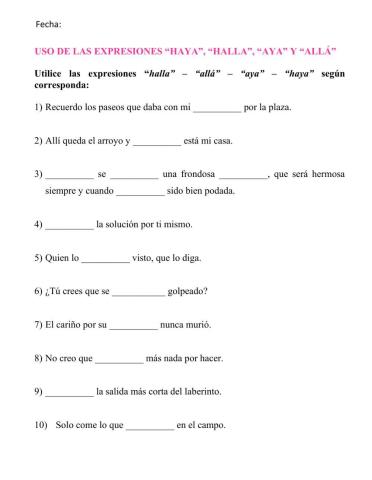 9° - Allá - haya - halla - allá