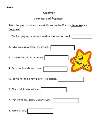 Sentences and Fragments