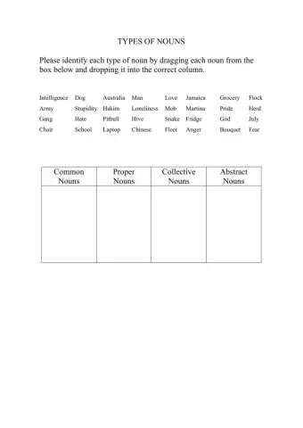 Types of Nouns Practice