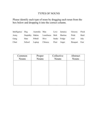 Types of Nouns Practice