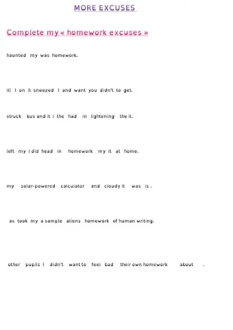 Homework excuses