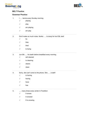 BELT Grammar Practice