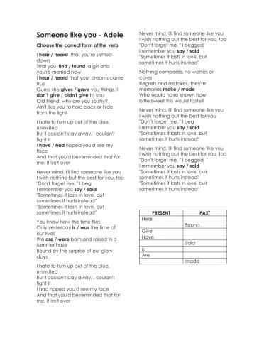 Someone like you - lyrics