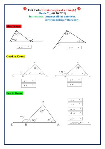Exterior angles of a triangle