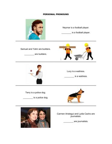 Personal Pronouns (He, She, They and It)