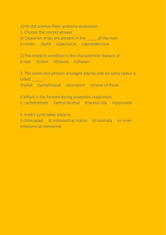 Plant anatomy evaluation 1