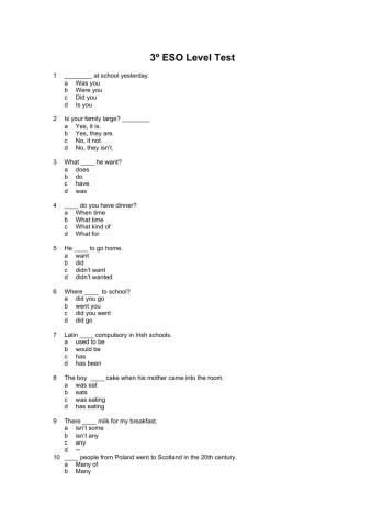 Level test 3º ESO