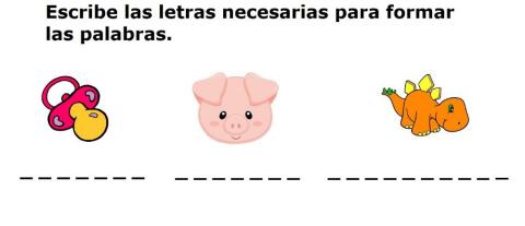 Escribe las letras para formar la palabra