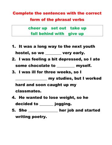 Phrasal verbs grade 9