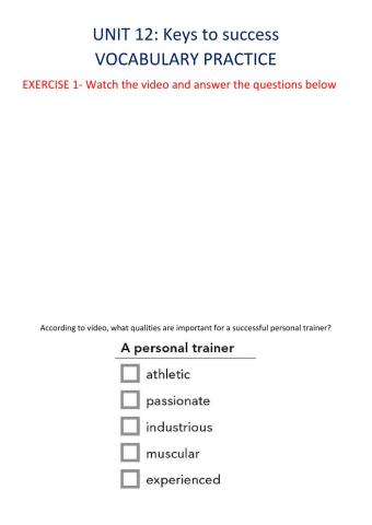Interchange 3 Unit 12 Vocabulary Practice