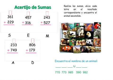 Sumas de tres dígitos con dificultad
