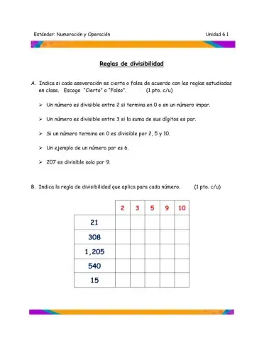 Reglas de divisibilidad