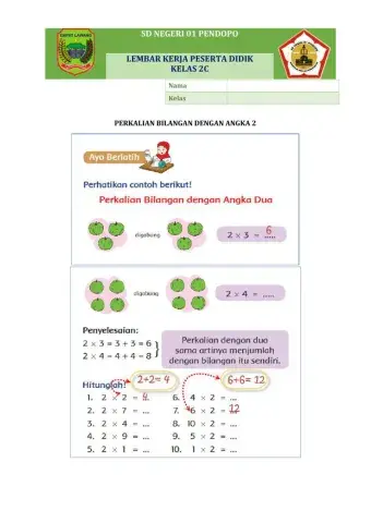 Perkalian bilangan dengan angka 2, 1 dan 0