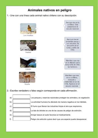 Animales nativos en peligro