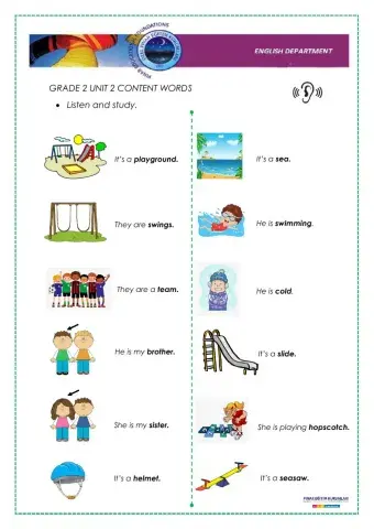 Grade 2 unit 2 content words