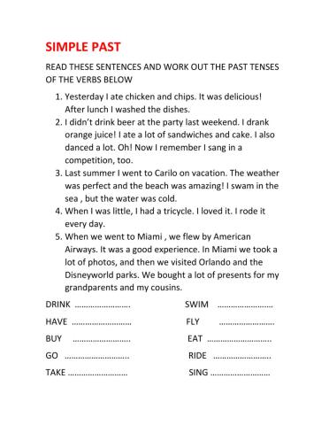 Simple past. irregular verbs