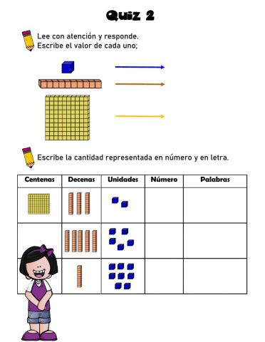 Quiz unidades, decenas y centenas