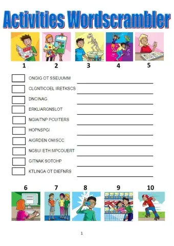 Free time activities wordscrambler tiger 4 unit 5